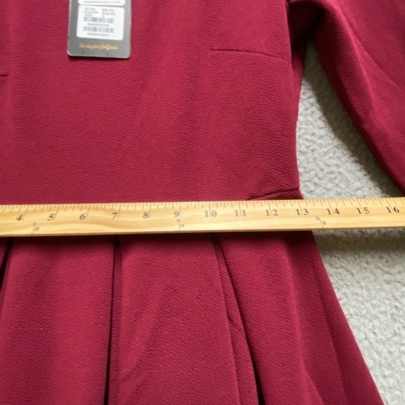 White Mark Dress Women Small Red Pleated Long Sleeve Pullover Burgundy - Picture 6 of 12